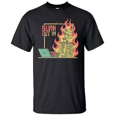 Buy Emotionally Burnt Out Skeleton On Fire Tall T-Shirt • 26.13£