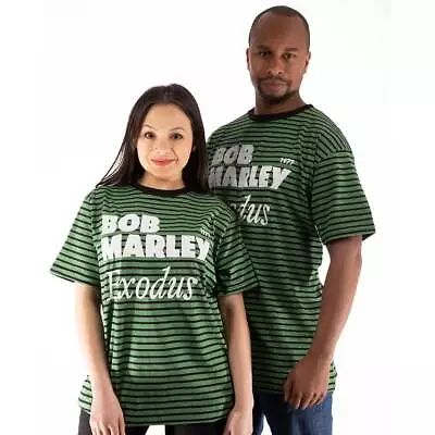 Buy Bob Marley T Shirt Exodus Logo Striped New Official Unisex Black & Green • 17.95£