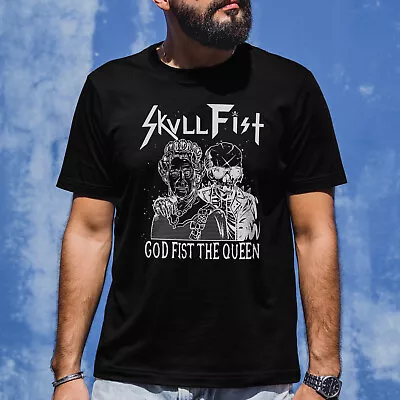 Buy Skull Fist God Fist The Queen Rebel Rock T-Shirt - Graphic Tee Men's & Women's • 19.88£