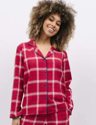 Buy Cyberjammies Pyjama Top Cotton Women Noel Super Cosy Red Check Long Sleeve • 6£
