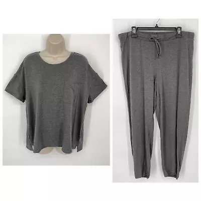 Buy Alfani NWT Women's 2 Piece PJ Set Sleepwear Shirt & Pants Size L HY Charcoal • 47.60£