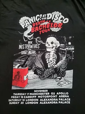 Buy Panic At The Disco T Shirt Men's Death Of A Bachelor UK Tour Double Sided Medium • 15.99£