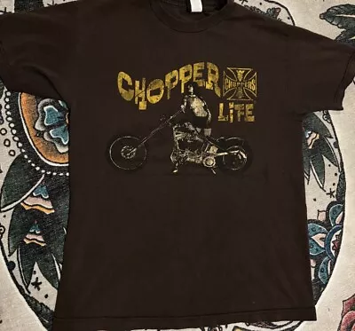 Buy Vintage Y2K West Coast Choppers Shirt Medium Jesse James Brown Biker Grunge • 56.01£