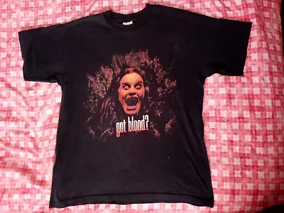 Buy ! Vintage Ozzy Osbourne  Got Blood?  Vampire Goth Rock T-Shirt Black 2001 Y2K ! • 36.66£