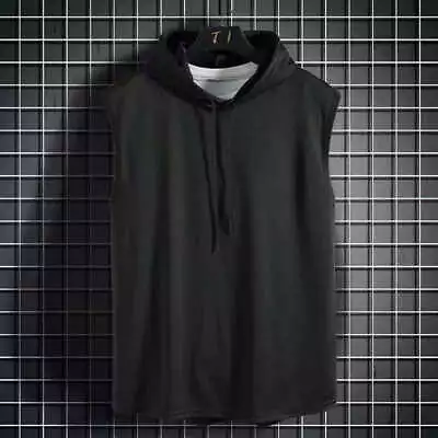 Buy Men Sleeveless Hoodie T-Shirt Pullover Vest Gym Tops Muscle Hooded Tank UK • 6.88£
