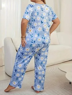 Buy Blue Women's Plus Cute Pyjama Lounge Set UK 24, • 10£