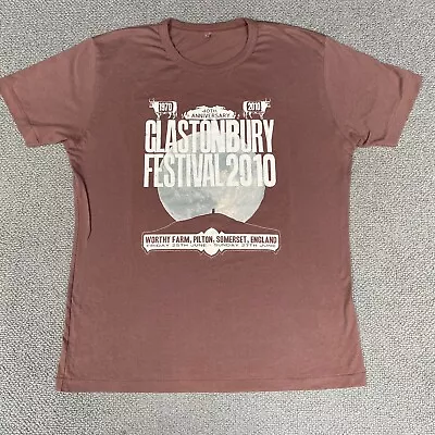 Buy Glastonbury Festival 2010 T Shirt Large Brown Muse Gorillaz Stevie Wonder • 44.95£