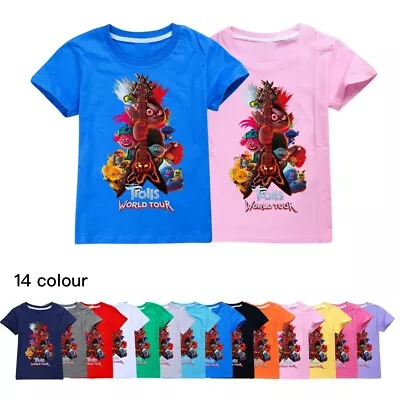 Buy Boys Girls T-Shirts Trolls Rock Queen Barb Short Sleeve T-Shirt Tops 100% Cotton • 10.39£