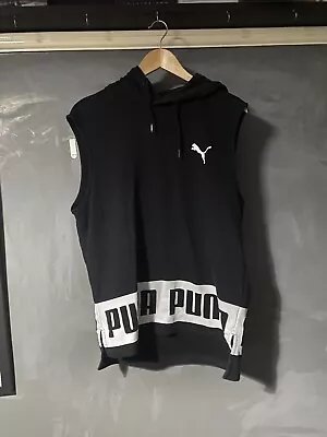 Buy PUMA Mens Graphic Sleeveless Hoodie Jumper MediumBlack Cotton BM09 • 21.99£