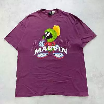 Buy Vintage T Shirt Mens XL Purple Looney Tunes 90s Cartoon Graphic Print Marvin • 22.40£
