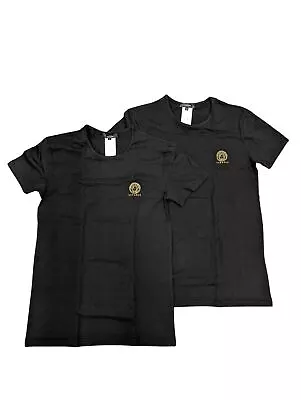Buy VERSACE Black T-Shirts 2 Pack Chest Logo Gold Short Sleeve Tee XXL NEW RRP 105 • 34.65£