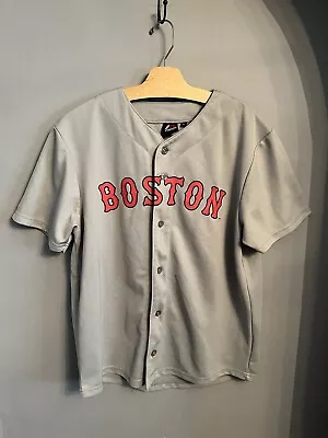 Buy Official Majestic Boston Red Socks Grey Baseball Jersey Top Tshirt Size Large • 24.99£