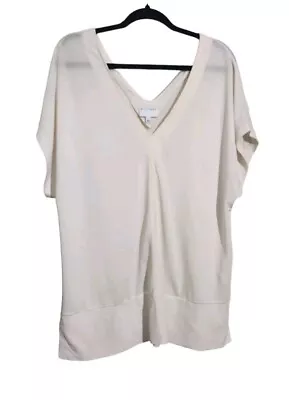 Buy Witchery Size L Cream White V-Neck T-Shirt Tee Top Blouse Tunic Short Sleeve • 18.36£