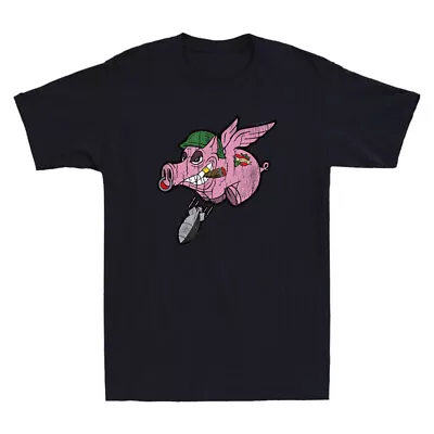 Buy WWII Vintage Flying Pig Military Funny Pig Pilot With Bomb Graphic Men's T-Shirt • 15.99£