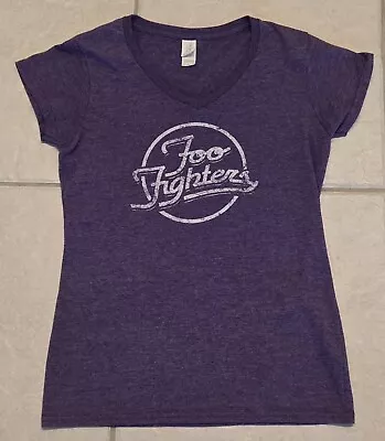 Buy Foo Fighters LADIES LARGE Retro Text Band Logo T Shirt V Neck Purple Women's • 11.18£