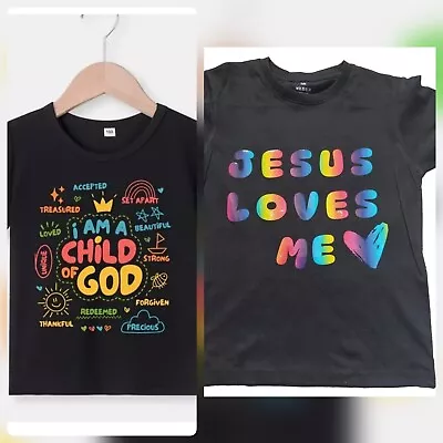 Buy Colourful Letter T Shirt Jesus Love MeAND Am Child Of God Kids Summer Clothes • 5.50£