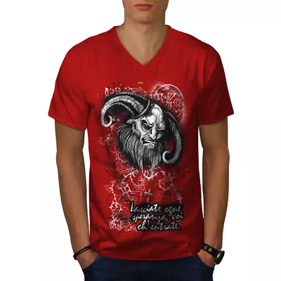 Buy Wellcoda Devil Satan Hell Skull Hell Mens V-Neck T-shirt • 17.99£