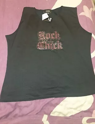 Buy Black Ladies Rock Chick Top - Size 18-20 - Vest Top - New With Tags • 4£