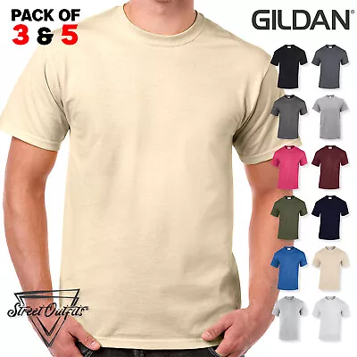 Buy Gildan Heavy Cotton Mens T-Shirt Plain Short Sleeve Crew Neck Tee Multi Pack Lot • 4.99£