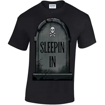 Buy Sleepin In, T-shirt, Gravestone Gothic Death, Long Sleep, Death RIP Macabre Gift • 16.50£