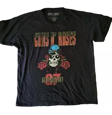 Buy Guns N Roses Destruction 87 Crew Neck T-shirt, Black With Chest Print, Size L • 19.99£