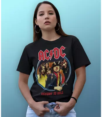 Buy Official AC/DC Highway To Hell T-Shirt S-XXL 10 12 14 16 18 Women's Retro Tees • 19.99£