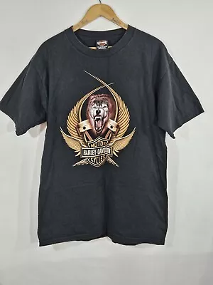 Buy Harley Davidson Beartooth Billings Montana T Shirt Size L Black Wolf USA Y2K Vtg • 26.13£