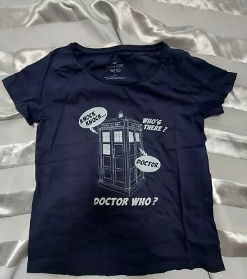 Buy Official BBC TV Dr Who Knock Knock T-Shirt In Navy Size Small • 10£
