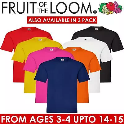 Buy Fruit Of The Loom Boys Girls Kids T Shirts Cotton Plain Short Sleeve Tee Shirt • 4.39£