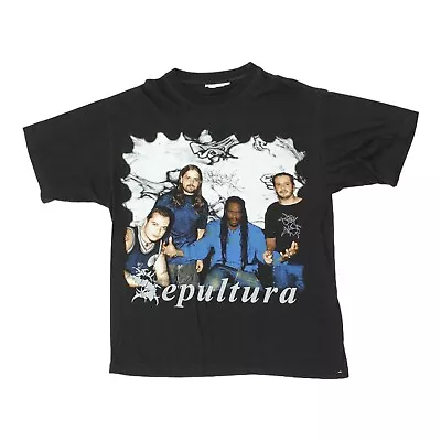 Buy Sepultura Mens Black Tshirt | Vintage 90s Brazilian Heavy Metal Music Band Tee • 139.43£