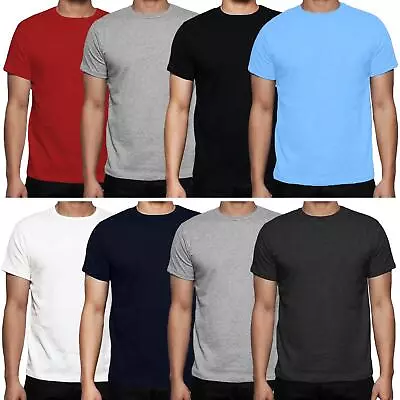 Buy Mens Plain T Shirts Crew Neck Summer Short Sleeve T-shirt Tee Top Multipack Lot • 24.49£