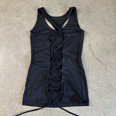 Buy Equilibrium Black Lace Up Athletic Tank Top Women’s Medium • 18.67£