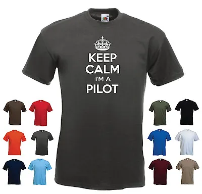 Buy 'Keep Calm I'm A Pilot' Plane Flying Funny Birthday Gift T-shirt Tee • 11.69£