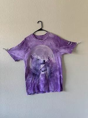 Buy The Mountain Shirt Magenta Tie Dye Wolves Moon Nature Wildlife Size M • 14.90£
