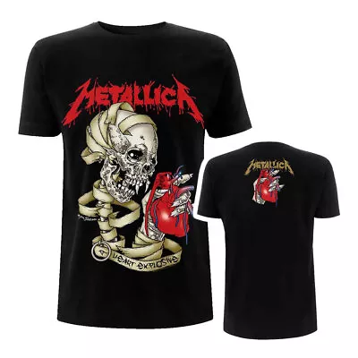 Buy Metallica T-Shirt Heart Explosive Rock New Black Official • 14.83£