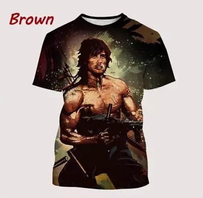 Buy Summer Kids Boys Adults Rambo Movie Action Fighter T-shirt 3D Print NEW • 12.99£