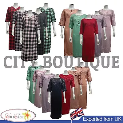 Buy 2XL-6XLWomens Nightshirt Pyjamas Wear Dress 100% Cotton Nightie Loungewear. • 11.99£