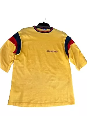 Buy Stanford Vintage 70s Champion Locker Room Tops Jersey T Shirt Men XL Yellow • 46.67£