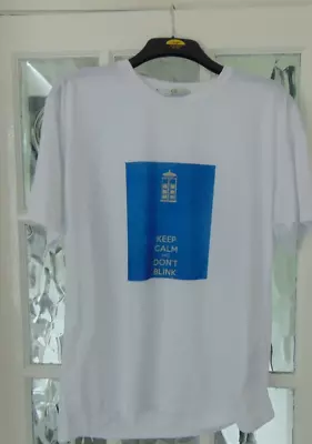 Buy Xpres T-Shirt White Large Slogan Keep Calm And Dont Blink Dr Who • 2.99£