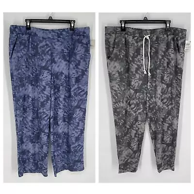Buy Jenni NEW Womens 2 Pc Bundle Sleep PJ Pants XXL Soft Gray, Navy Swirl Tiedye • 35.70£