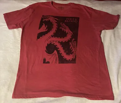 Buy HBO Game Of Thrones Targaryen Dragon Fire & Blood Red T-Shirt Adult Sz Large • 10.26£