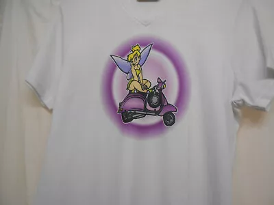 Buy T Shirt Fairy On Lambretta Ladies Size 12 To 14 V Neck FREE POSTAGE END OF LINE • 5.45£