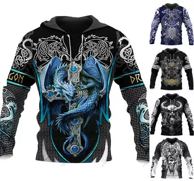Buy Viking Inspired Hoodie Sweatshirt Mens Graphic Print Top Streetwear Sizes Xs-6xl • 33.60£