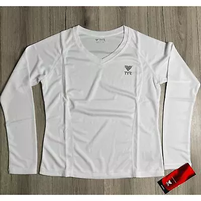Buy Tyr Womens Long Sleeve V-Neck Tee Tshirt - Textured White - Size Small - $40 • 18.63£