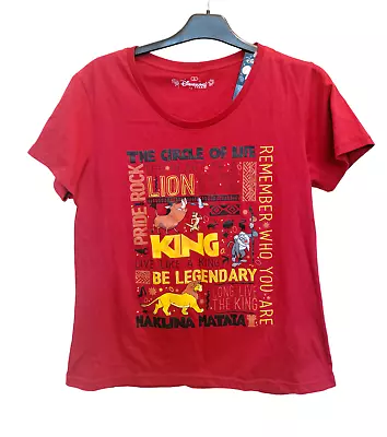 Buy The Lion King T Shirt Disneyland Paris  Red Short Sleeve Quotes Top Size L  • 13£