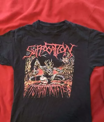 Buy Vtg Suffocation Band Short Sleeve Cotton Black Full Size Unisex Shirt MM178 • 21.46£