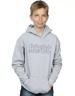 Buy AC/DC Boys Black Outline Logo Hoodie • 18.99£
