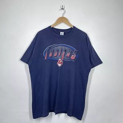 Buy Vintage Cleveland Indians T Shirt Mens XL Blue Salem Single Stitch Guardians 90s • 15.99£
