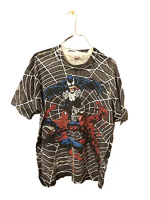 Buy Vintage 90s Marvel T Shirt Sz XL Comic Images Mega AOP Carnage Spiderman Venom • 559.16£