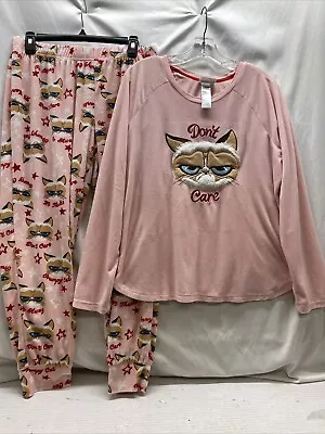 Buy Grumpy Cat Soft Long Sleeve Pajama Set Women’s XL 16-18 Pink Don’t Care • 15.12£
